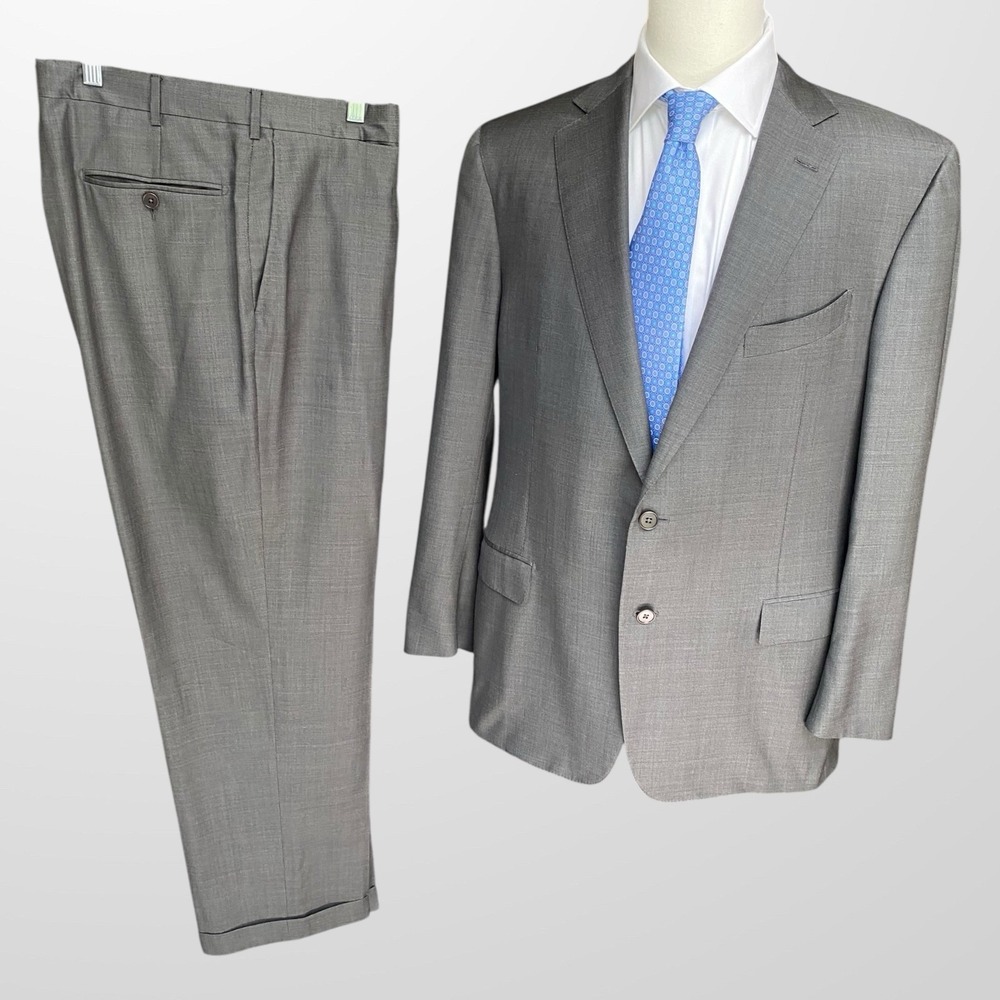 Ermenegildo Zenga 2 Pc Mens Suit Trafeo Silk Trousers Blazer 46R 36X33